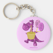 Lila Drache-kleiner Kuchen und Ballone Keychain Schlüsselbänder