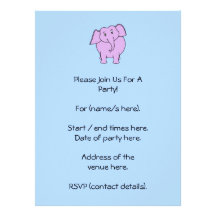 Lila Elefant. Cartoon Individuelle Einladungskarte