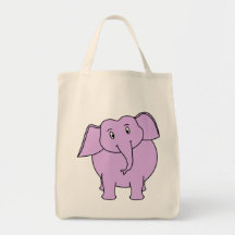 Lila Elefant. Cartoon Leinentasche