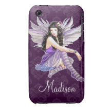 Lila feenhafte Goth Schädel-Kunst, kundenspezifisc iPhone 3 Case-Mate Hülle