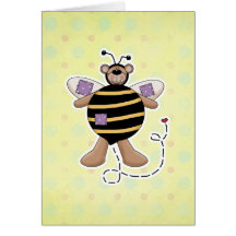 Lila Flecken-Hummel-Bär Grußkarten