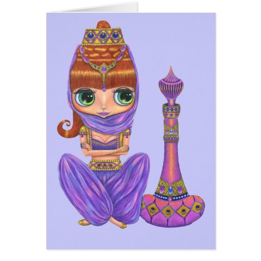 Lila Genie-Puppen-Karte