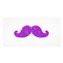 Lila Glitter des Girly Schnurrbartes des Spaßes re Foto Karte