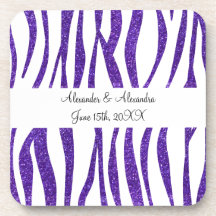 Lila Glitter Zebra stripes Gastgeschenke Hochzeit Untersetzer
