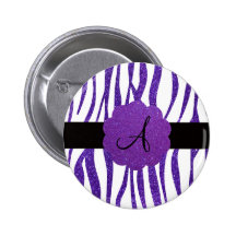 Lila Glitter Zebra stripes Monogramm Anstecknadelbuttons