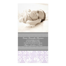 Lila Grau danken Ihnen Babyparty-Foto-Karten Bildkarten
