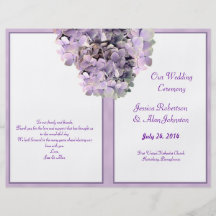 Lila Hydrangea-Schablonen-Hochzeits-Programm Flyerdesign