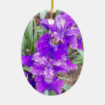Lila Iris mit Wasser-Tröpfchen-Verzierung Weihnachtsornament