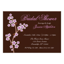 Lila Kirschblüten-Brown-Brautparty Ankündigung
