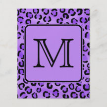 Lila Leopard-Druck-Gewohnheits-Monogramm Flyerdesign