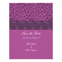 Lila Leopard-Muster Save the Date Ankündigung