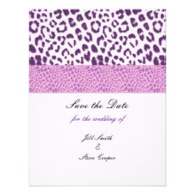Lila Leopard-Muster Save the Date Personalisierte Einladung