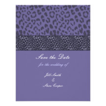 Lila Leopard-Muster Save the Date Einladungskarten