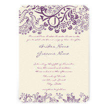 Lila Liebe-Vogel-Damast-Monogramm-Hochzeiten Individuelle Ankündigungen