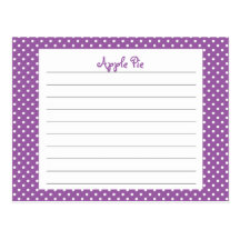 Lila Polka-Punkt-Rezept-Karte Postkarte