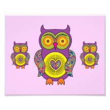 Lila psychedelische Eule Photodruck