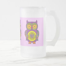 Lila psychedelisches Eulen-Glas Kaffeetassen