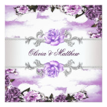 Lila Rosen-Lavendel-lila weiße Wolken-Hochzeit Individuelle Einladung