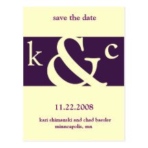 lila Save the Date Postkarte