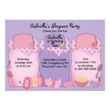 Lila Schlummer-Geburtstags-Party Personalisierte Ankündigungen