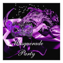 Lila Schwarzes maskiert Maskerade-Ball-Party Individuelle Ankündigungskarte