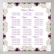 Lila "Sitzplatzdiagramme " der Vintagen Hochzeit Plakate
