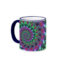 Lila u. grünes Bokeh Fraktal-Muster Kaffee Haferl