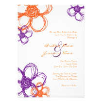 Lila u. orange wilde Blumen-12x18 Einladung einladungen