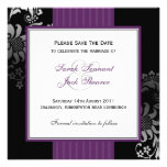 Lila u. schwarzer Damast, der Save the Date Weddin Ankündigung