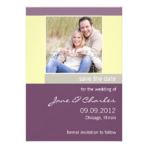 Lila u. Vanille-Foto Save the Date Individuelle Einladungen