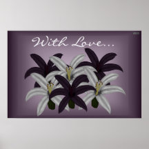Lila u. weißes Lilienen-Plakat