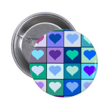 Lila und blaue Herz-Quadrate Buttons