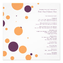 Lila und orange Polka-Punkte, die Programm Wedding Individuelle Ankündigskarten
