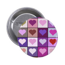 Lila und rosa Herz-Quadrate Anstecknadelbuttons