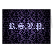 Lila und schwarze gotische elegante R.S.V.P. Karte