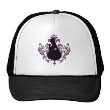 Lila viktorianischer Damast mit weiblicher Silhoue Caps