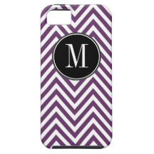 Lila weißes Monogramm-Zickzack Zickzack-Muster iPhone 5 Cover