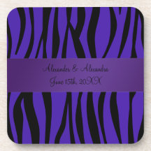Lila Zebra stripes Gastgeschenke Hochzeit Untersetzer