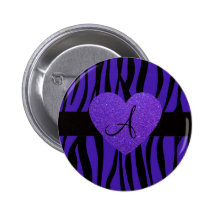 Lila Zebra stripes Monogrammherz Anstecknadelbuttons