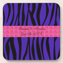 Lila Zebra stripes rosa Rosen-Gastgeschenke Hochze Getränke Untersetzer