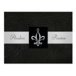 Lilien-schwarze Leder-Save the Date Postkarte