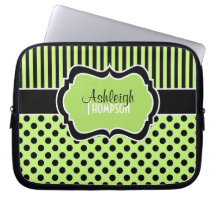 Limon, schwarz, weiß, Polka-Punkt-Streifen-Laptop- Computer Schutzhüllen