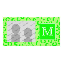 Limones grünes Leopard-Druck-Gewohnheits-Monogramm Foto Karten Vorlage
