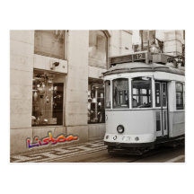 Lissabontram und -farbe postkarte