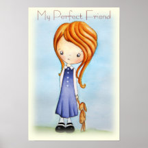 Little Girl with Bunny Plush Friend Poster