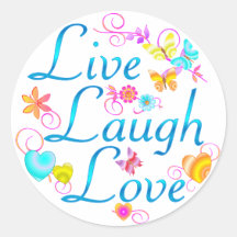 Live, Lachen, Liebe Runder Aufkleber