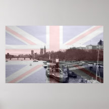 Londonskyline-Gewerkschafts-Jack-Flagge Plakat