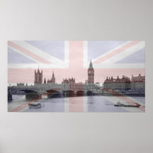 Londonskyline-Gewerkschafts-Jack-Flagge Plakate