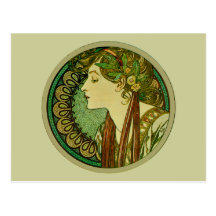 Lorbeer, Alphonse Mucha Postkarte