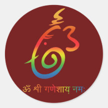 Lord Ganesha Sign Runder Sticker